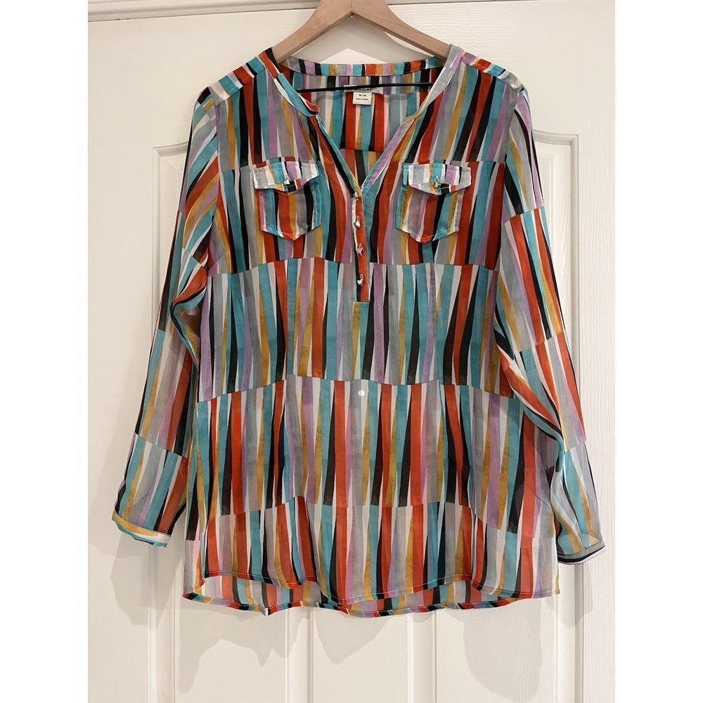 Ariat M Mella Western Boho Southwestern Cowgirl Chic Semi Sheer Blouse Flowy